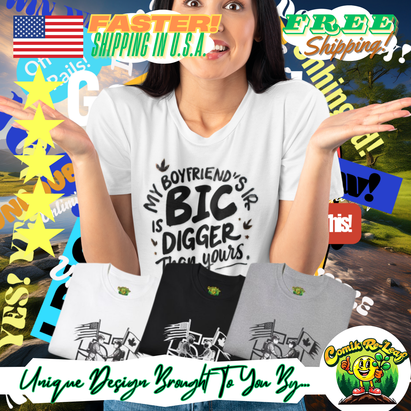 Boyfriends Bic Is Digger, Funny Gift For Her, Casual Wear, Comfort Tee, Cotton Shirt, Comedy,