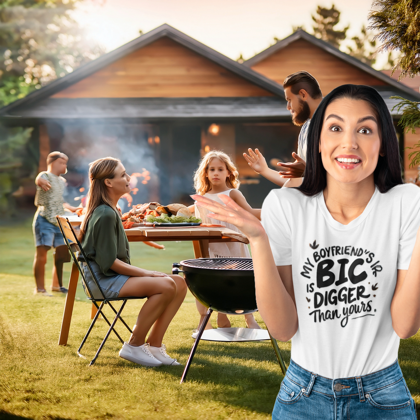 Boyfriends Bic Is Digger, Funny Gift For Her, Casual Wear, Comfort Tee, Cotton Shirt, Comedy,
