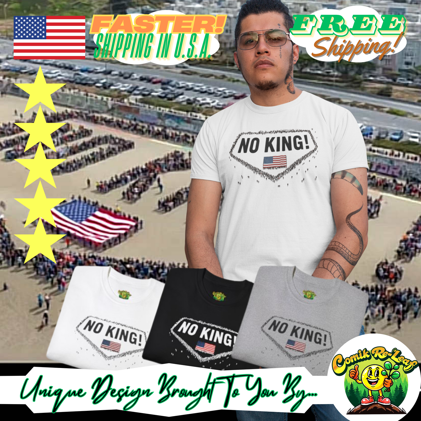 No Kings Not My President Political Graphic T-Shirt, Offensive Unisex Cotton Top, We The People, June 14th